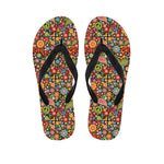 Colorful Hippie Peace Symbols Print Flip Flops