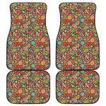 Colorful Hippie Peace Symbols Print Front and Back Car Floor Mats