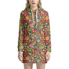 Colorful Hippie Peace Symbols Print Hoodie Dress