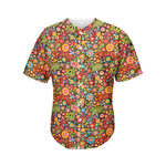 Colorful Hippie Peace Symbols Print Men's Baseball Jersey