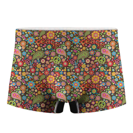 Colorful Hippie Peace Symbols Print Men's Boxer Briefs