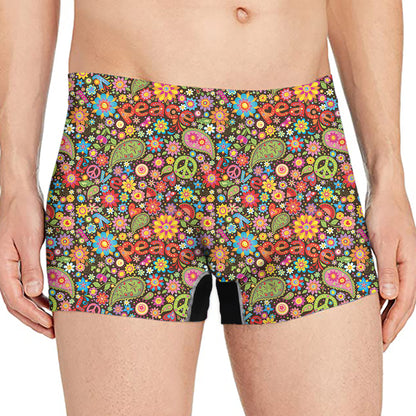 Colorful Hippie Peace Symbols Print Men's Boxer Briefs