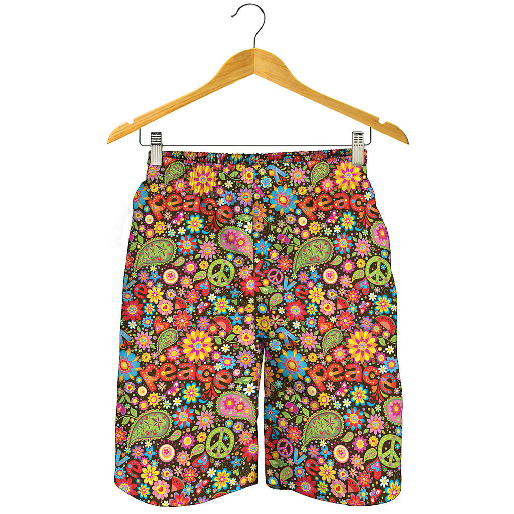 Colorful Hippie Peace Symbols Print Men's Shorts