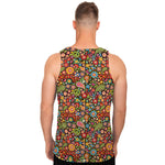 Colorful Hippie Peace Symbols Print Men's Tank Top