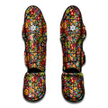 Colorful Hippie Peace Symbols Print Muay Thai Shin Guards