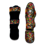 Colorful Hippie Peace Symbols Print Muay Thai Shin Guard