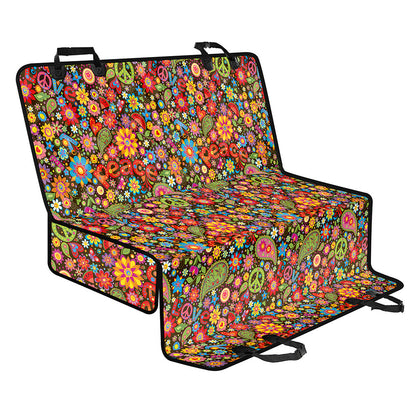 Colorful Hippie Peace Symbols Print Pet Car Back Seat Cover