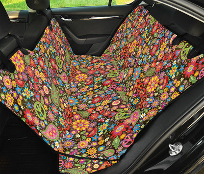 Colorful Hippie Peace Symbols Print Pet Car Back Seat Cover