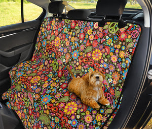 Colorful Hippie Peace Symbols Print Pet Car Back Seat Cover