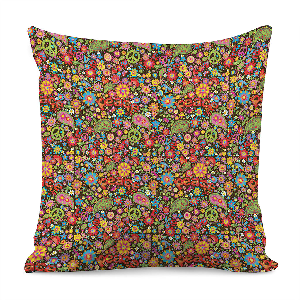 Colorful Hippie Peace Symbols Print Pillow Cover