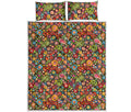 Colorful Hippie Peace Symbols Print Quilt Bed Set