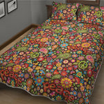 Colorful Hippie Peace Symbols Print Quilt Bed Set