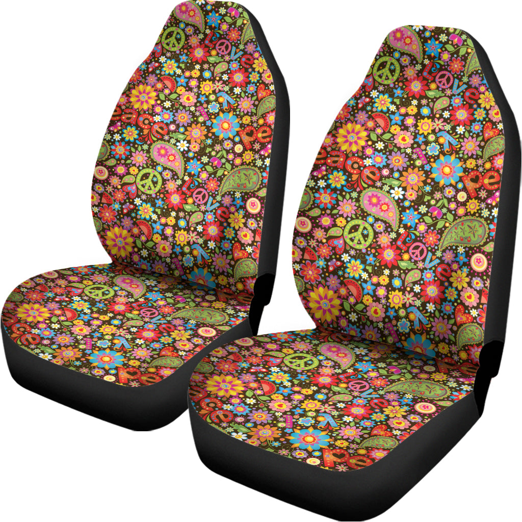 Colorful Hippie Peace Symbols Print Universal Fit Car Seat Covers