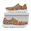 Colorful Hippie Peace Symbols Print White Running Shoes
