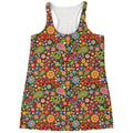 Colorful Hippie Peace Symbols Print Women's Racerback Tank Top