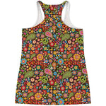 Colorful Hippie Peace Symbols Print Women's Racerback Tank Top