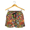 Colorful Hippie Peace Symbols Print Women's Shorts