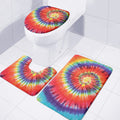 Colorful Hippie Tie Dye Print 3 Piece Bath Mat Set