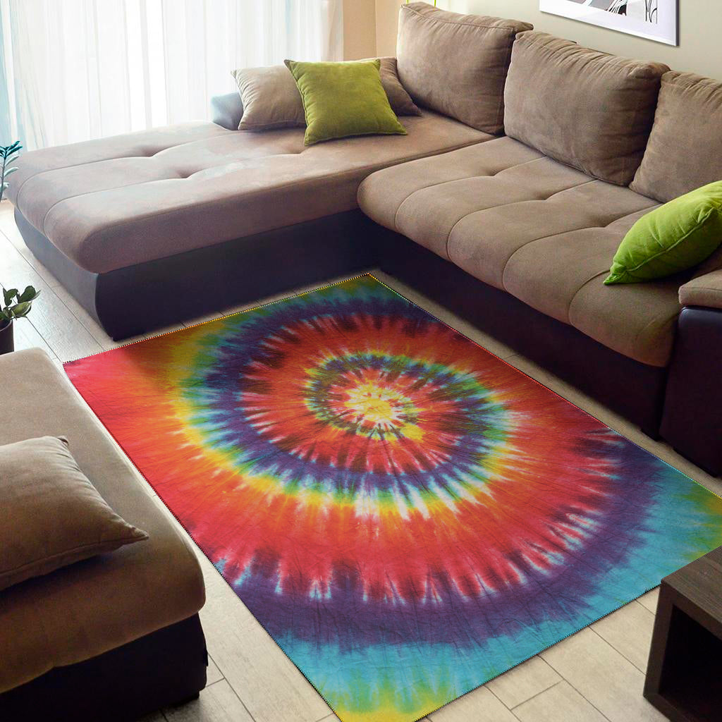 Colorful Hippie Tie Dye Print Area Rug
