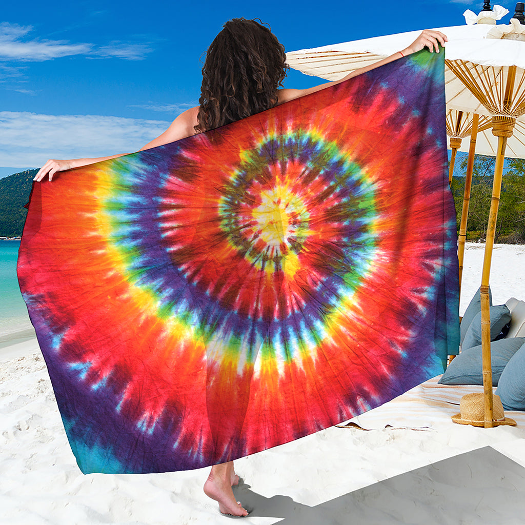 Colorful Hippie Tie Dye Print Beach Sarong Wrap