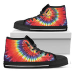 Colorful Hippie Tie Dye Print Black High Top Shoes