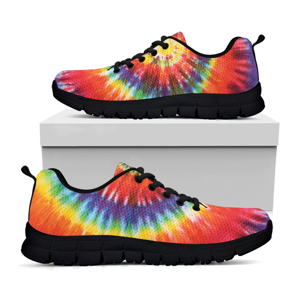 Colorful Hippie Tie Dye Print Black Sneakers