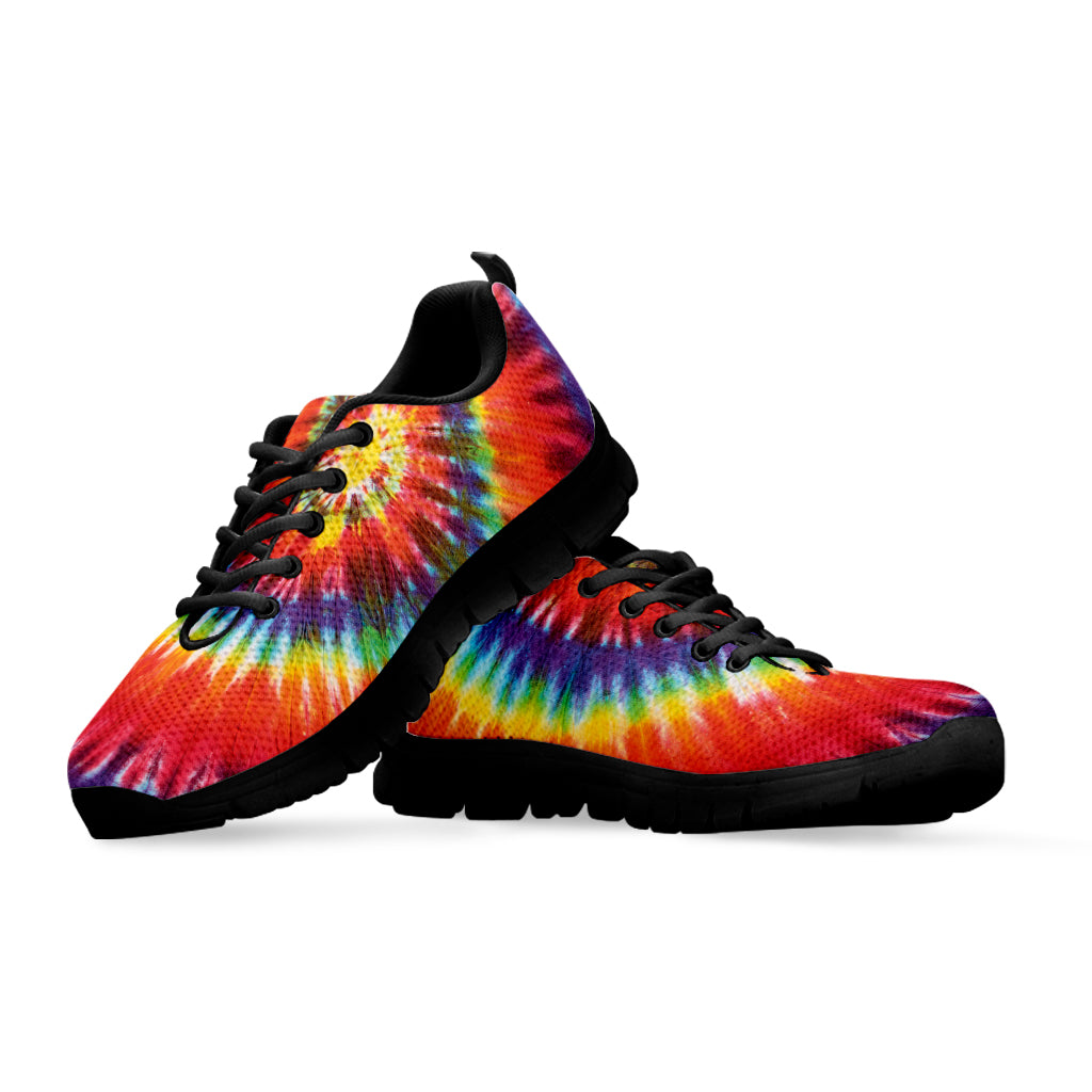 Colorful Hippie Tie Dye Print Black Sneakers
