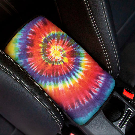 Colorful Hippie Tie Dye Print Car Center Console Cover