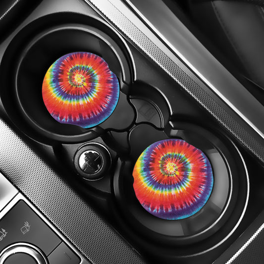 Colorful Hippie Tie Dye Print Car Coasters