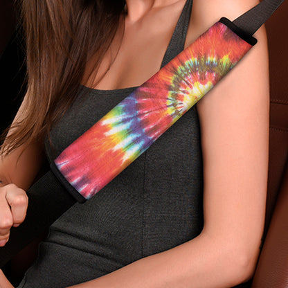 Colorful Hippie Tie Dye Print Car Seat Belt Covers