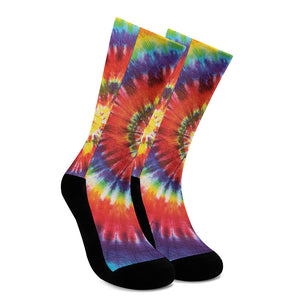 Colorful Hippie Tie Dye Print Crew Socks