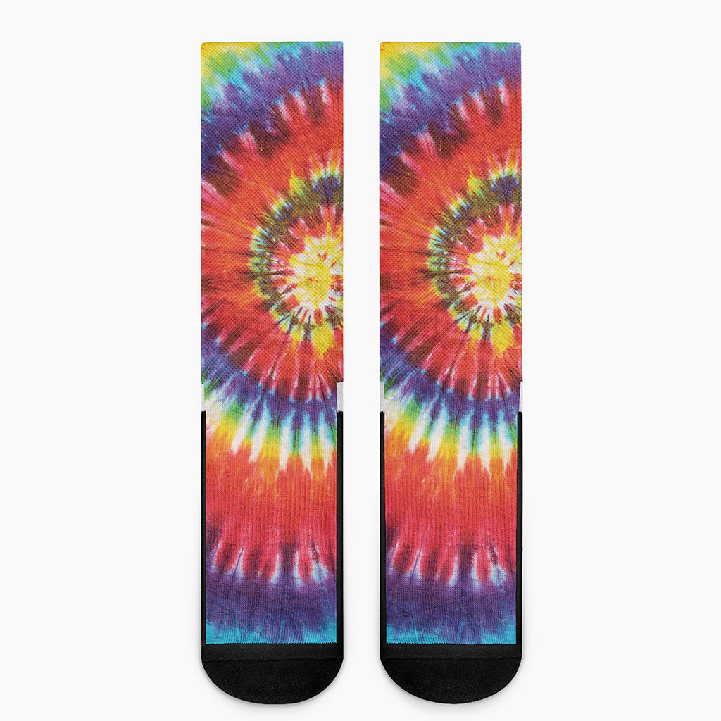 Colorful Hippie Tie Dye Print Crew Socks