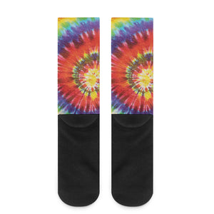 Colorful Hippie Tie Dye Print Crew Socks