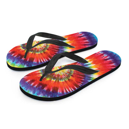 Colorful Hippie Tie Dye Print Flip Flops