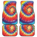 Colorful Hippie Tie Dye Print Front and Back Car Floor Mats