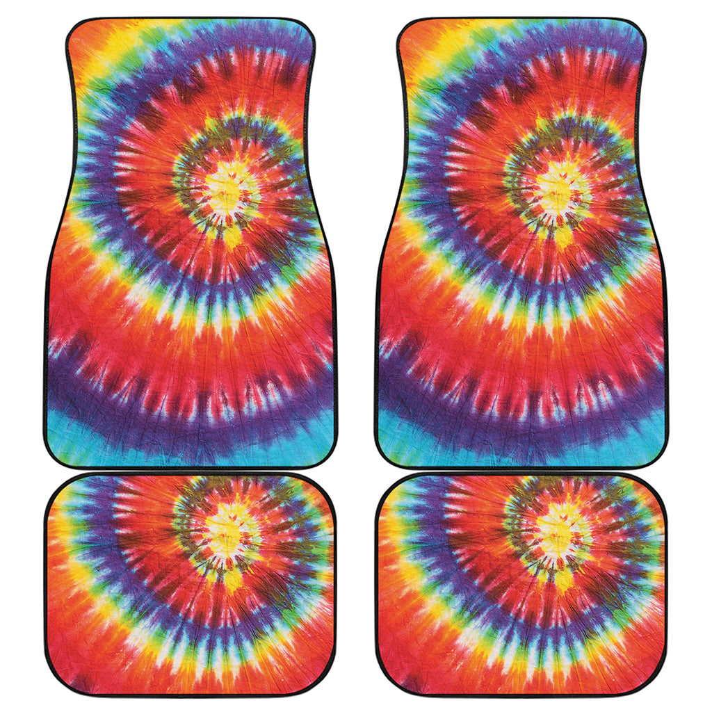 Colorful Hippie Tie Dye Print Front and Back Car Floor Mats