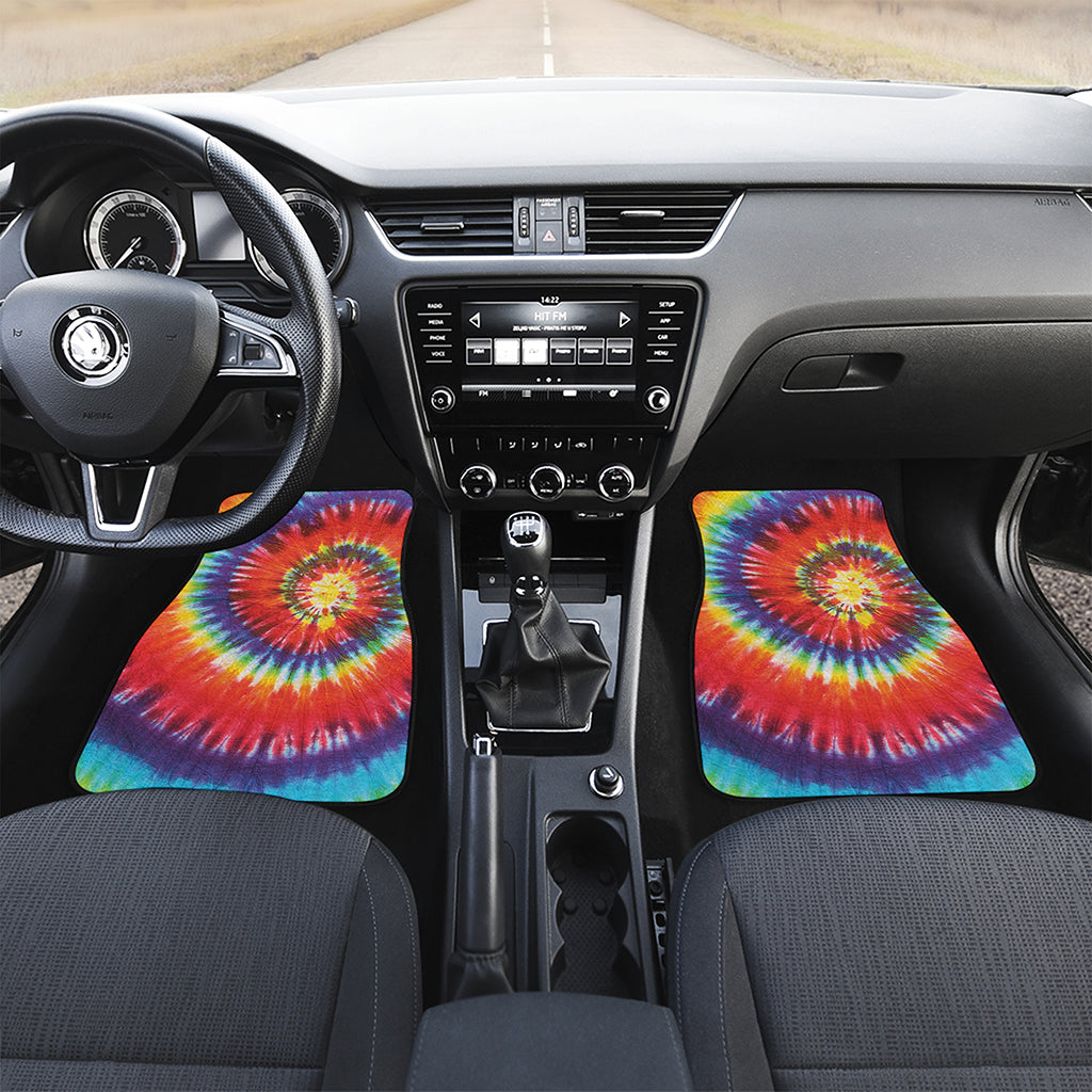 Colorful Hippie Tie Dye Print Front and Back Car Floor Mats