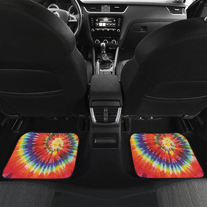 Colorful Hippie Tie Dye Print Front and Back Car Floor Mats