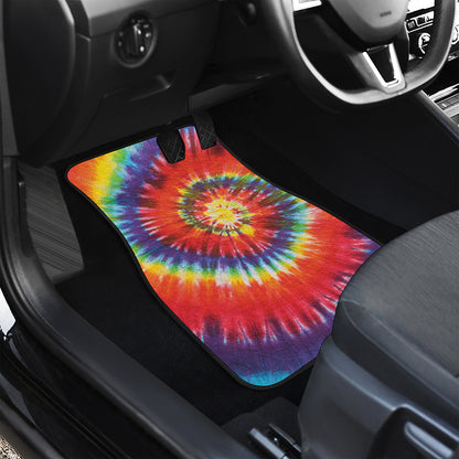 Colorful Hippie Tie Dye Print Front and Back Car Floor Mats