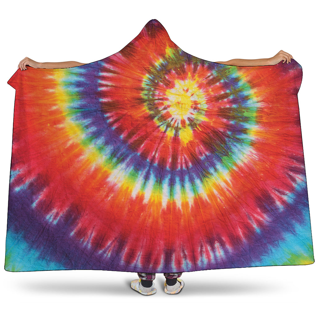 Colorful Hippie Tie Dye Print Hooded Blanket