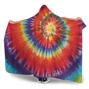 Colorful Hippie Tie Dye Print Hooded Blanket