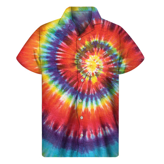 Colorful Hippie Tie Dye Print Men's Short Sleeve Shirt