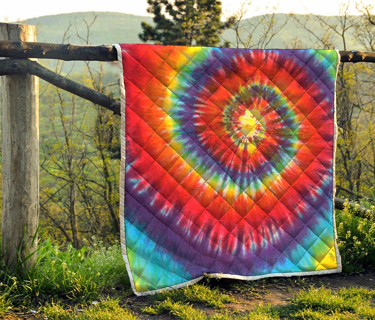 Colorful Hippie Tie Dye Print Quilt