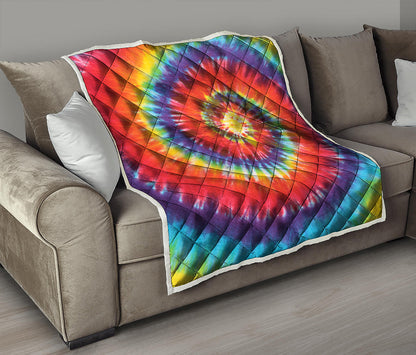 Colorful Hippie Tie Dye Print Quilt