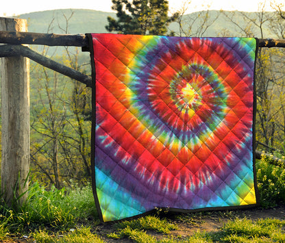 Colorful Hippie Tie Dye Print Quilt