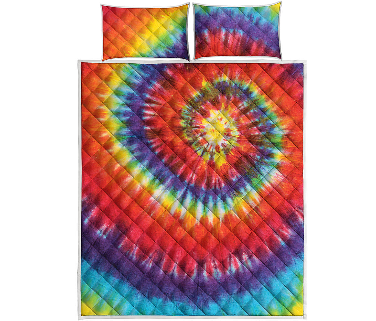 Colorful Hippie Tie Dye Print Quilt Bed Set