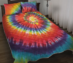 Colorful Hippie Tie Dye Print Quilt Bed Set