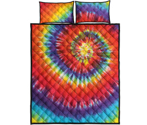 Colorful Hippie Tie Dye Print Quilt Bed Set