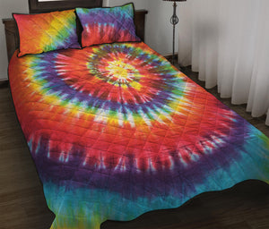 Colorful Hippie Tie Dye Print Quilt Bed Set