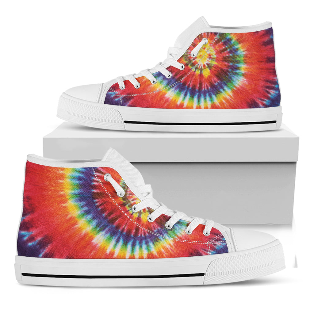 Colorful Hippie Tie Dye Print White High Top Shoes